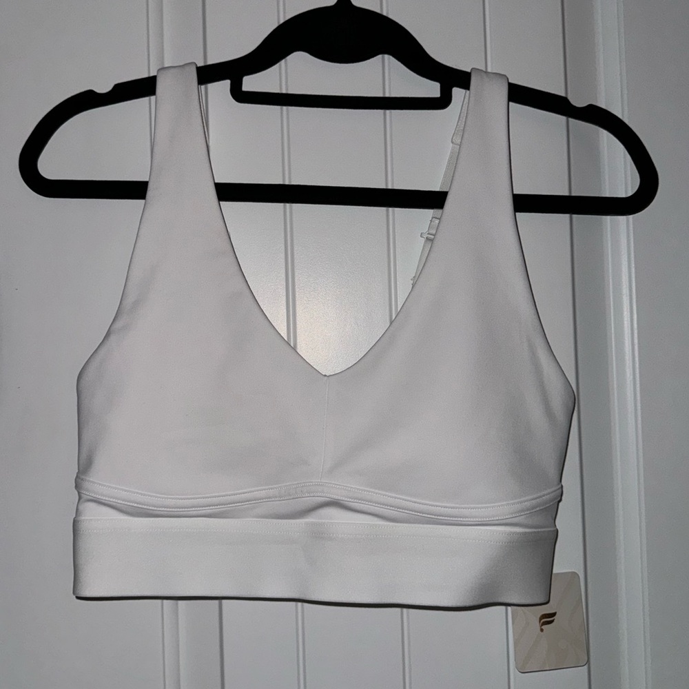 Fabletics White Sports Bra - Adjustable Straps